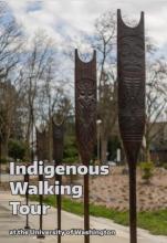 Booklet cover photo of bronze paddles in front of Burke museum