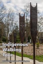 Canoe paddle sculptures outside Burke Museum, cover for Indigenous Walking Tour booklet