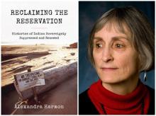 Book Cover Reclaiming the Reservation with photo of Professor Harmon