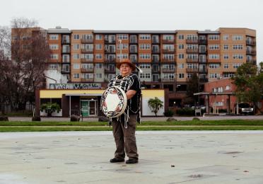Joe Seymour holding drum